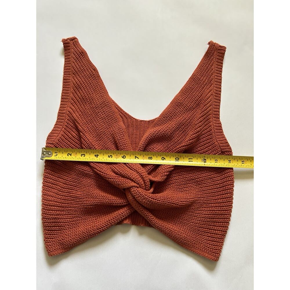 Lulus Knit Crop Tank Top XS Brown Twist Front Sweater Sleeveless Boho Cozy - Picture 3 of 11